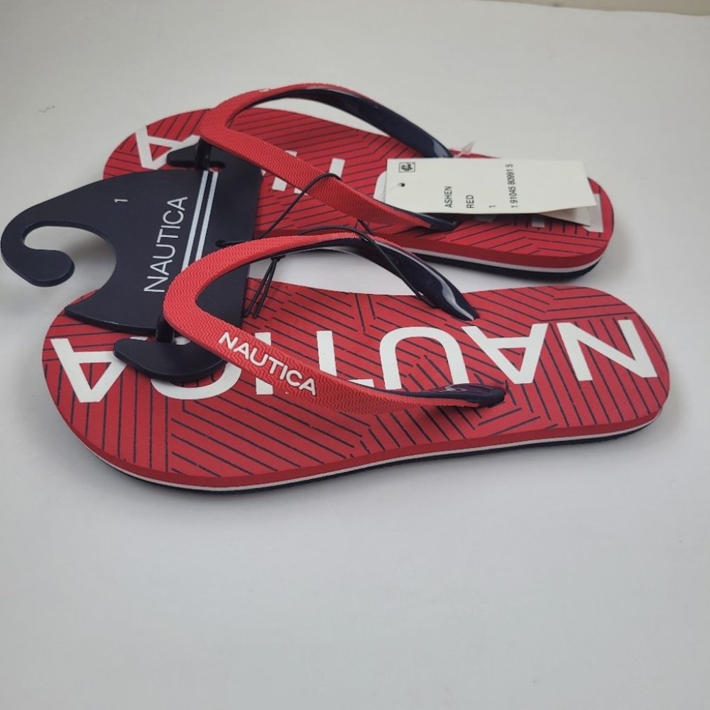 Nautica Kids,Flip Flops Sandals  Red and white, Size 1